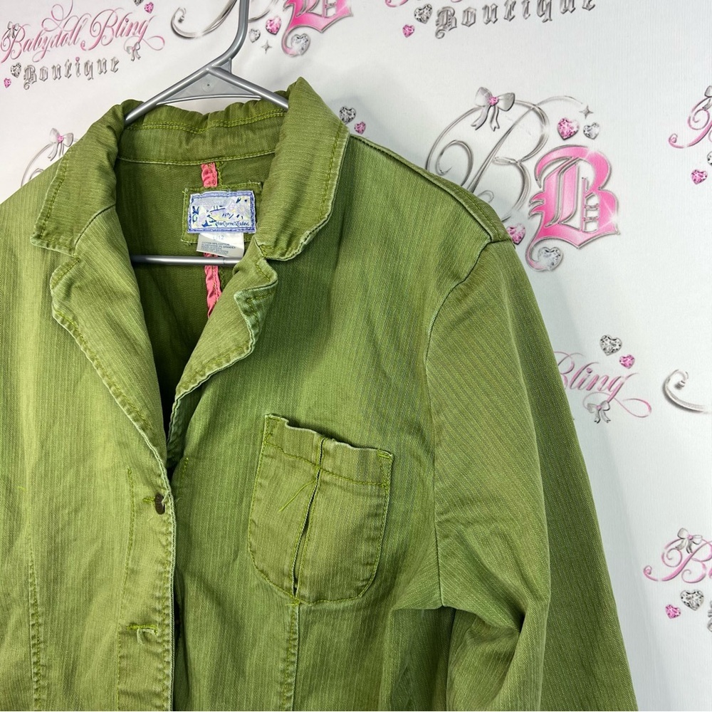 Cornell tradine jacket button up coat Olive Green Women's Blazer - Picture 4 of 9